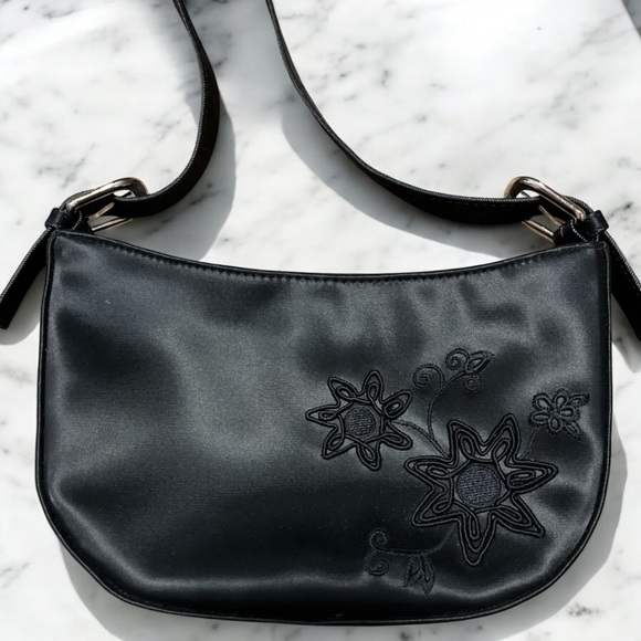 Handbags - Elegant Pre Loved Black Embroidered Mini Women's Bag